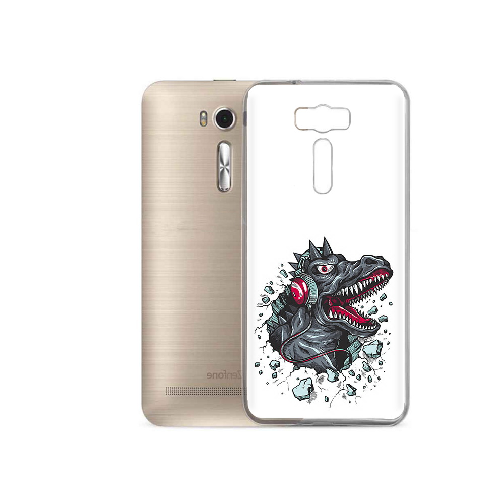 

Чехол MyPads Tocco для Asus ZenFone 2 Laser (ZE500KL) Нарисованный динозавр в наушниках, Прозрачный, Tocco