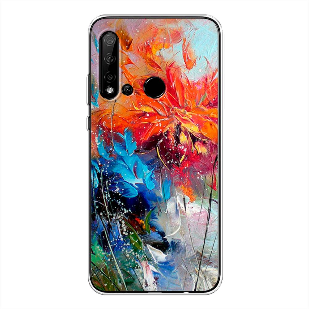 

Чехол на Huawei P20 Lite 2019 "Абстрактные цветы", Оранжевый;синий, 69750-4