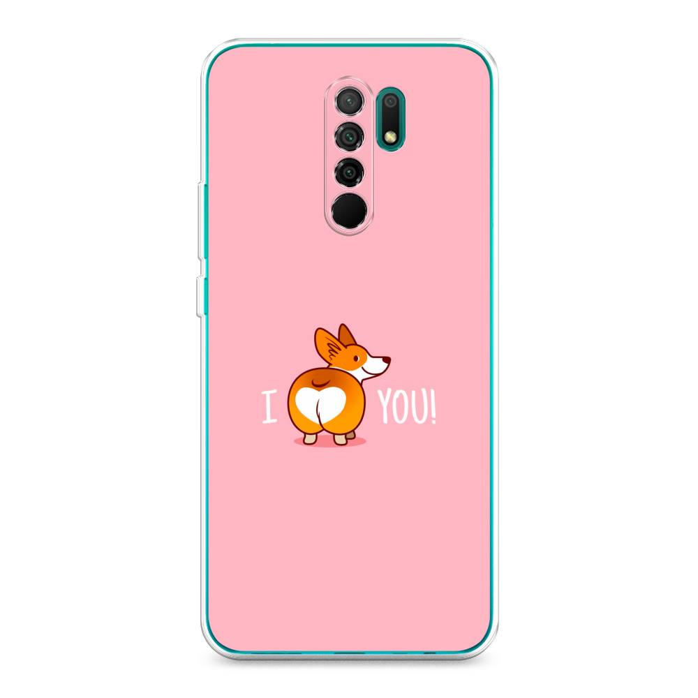 

Чехол на Xiaomi Redmi 9 "Корги I love you", Розовый;коричневый;белый, 38350-1
