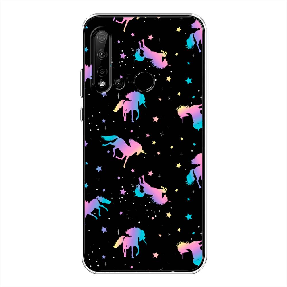 

Чехол на Huawei P20 Lite 2019 "Единороги градиент", Черный;розовый;голубой, 69750-1