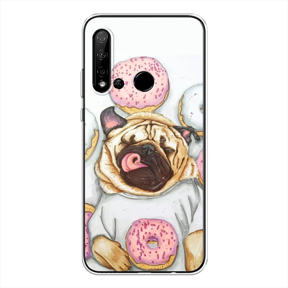 

Чехол на Huawei P20 Lite 2019 "Счастливый мопс", Розовый;бежевый;коричневый, 69750-1