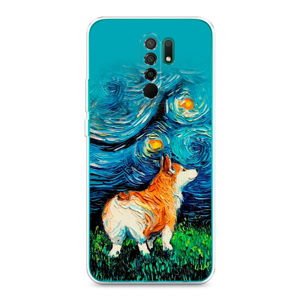 

Чехол на Xiaomi Redmi 9 "Корги звёздная ночь", Коричневый;белый;зеленый, 38350-1