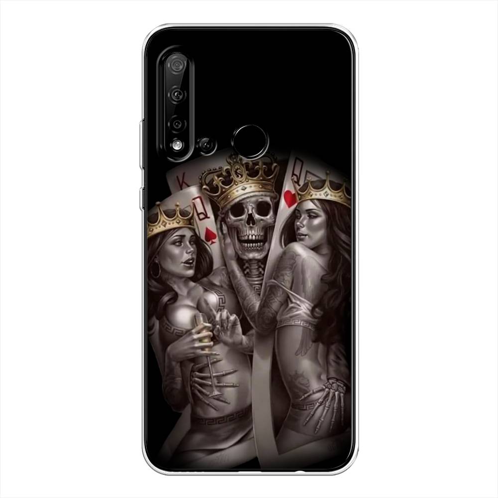 

Чехол на Huawei P20 Lite 2019 "Карты король и королевы", Серый;желтый, 69750-6