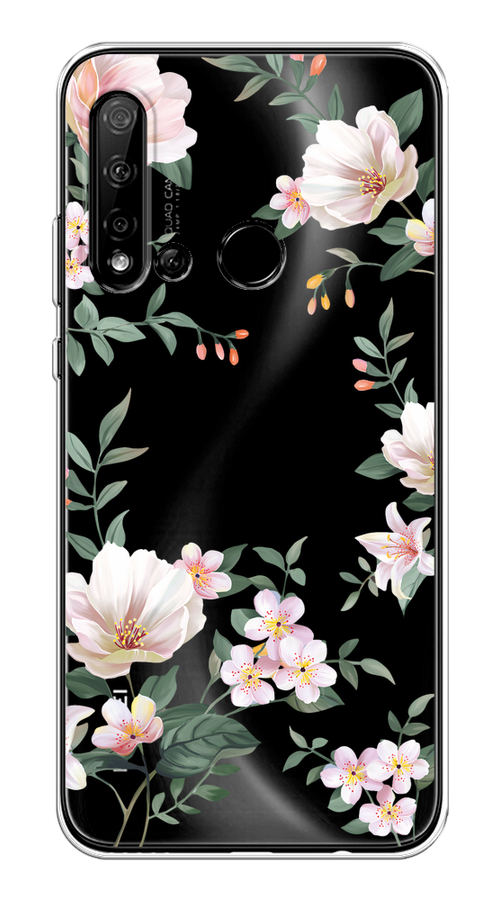 

Чехол на Huawei P20 Lite 2019/Nova 5i "Beautiful white flowers", Бежевый;зеленый, 69750-1