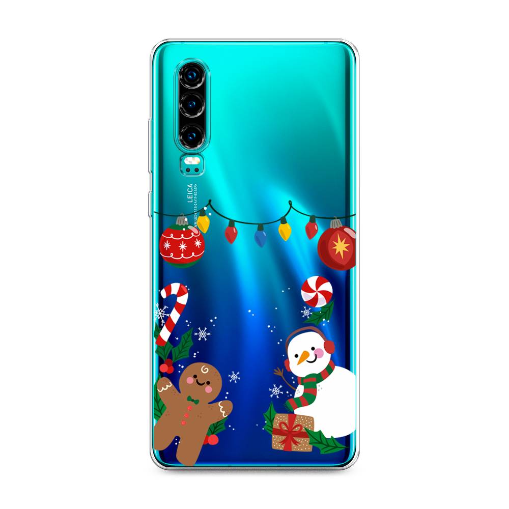 

Чехол на Huawei P30 "Новогоднее настроение", Коричневый;красный;зеленый, 68550-5