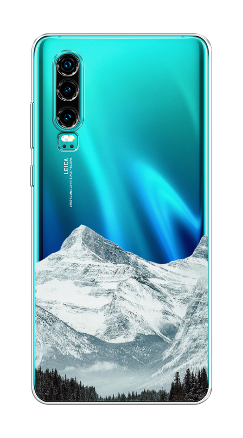 

Чехол на Huawei P30 "Горы арт 1", Белый;зеленый, 68550-2