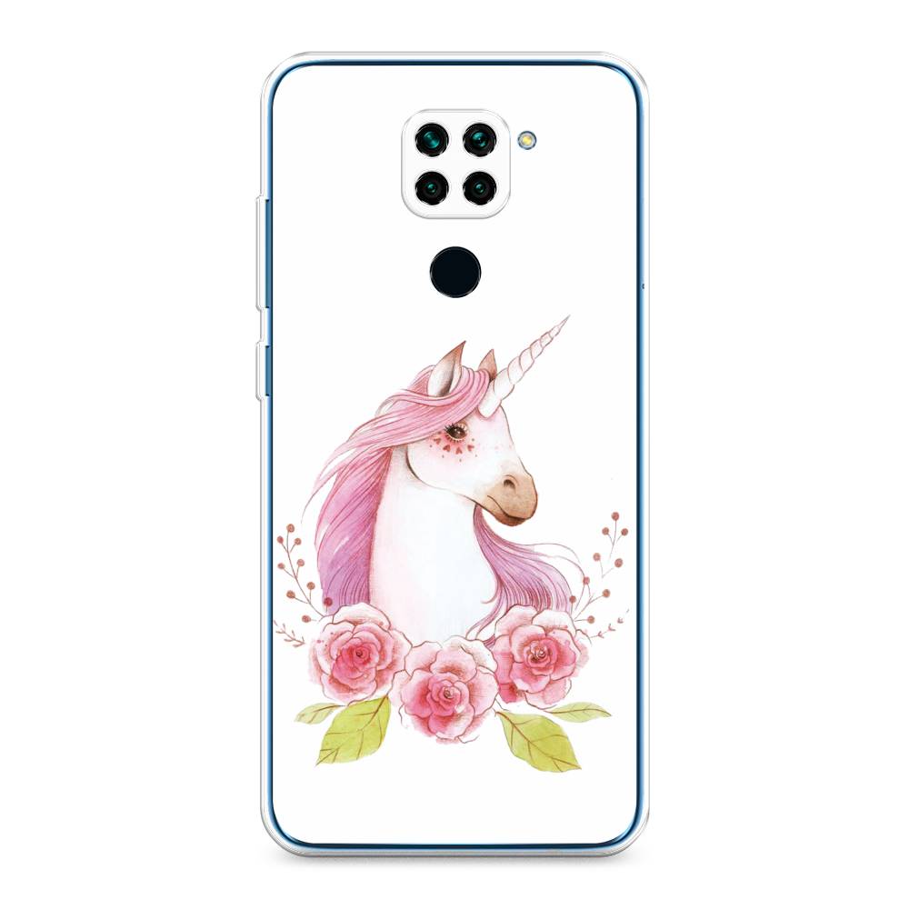 

Чехол для Xiaomi Redmi 10X/Redmi Note 9 "Единорог цветы", Белый;розовый;серый, 38150-1