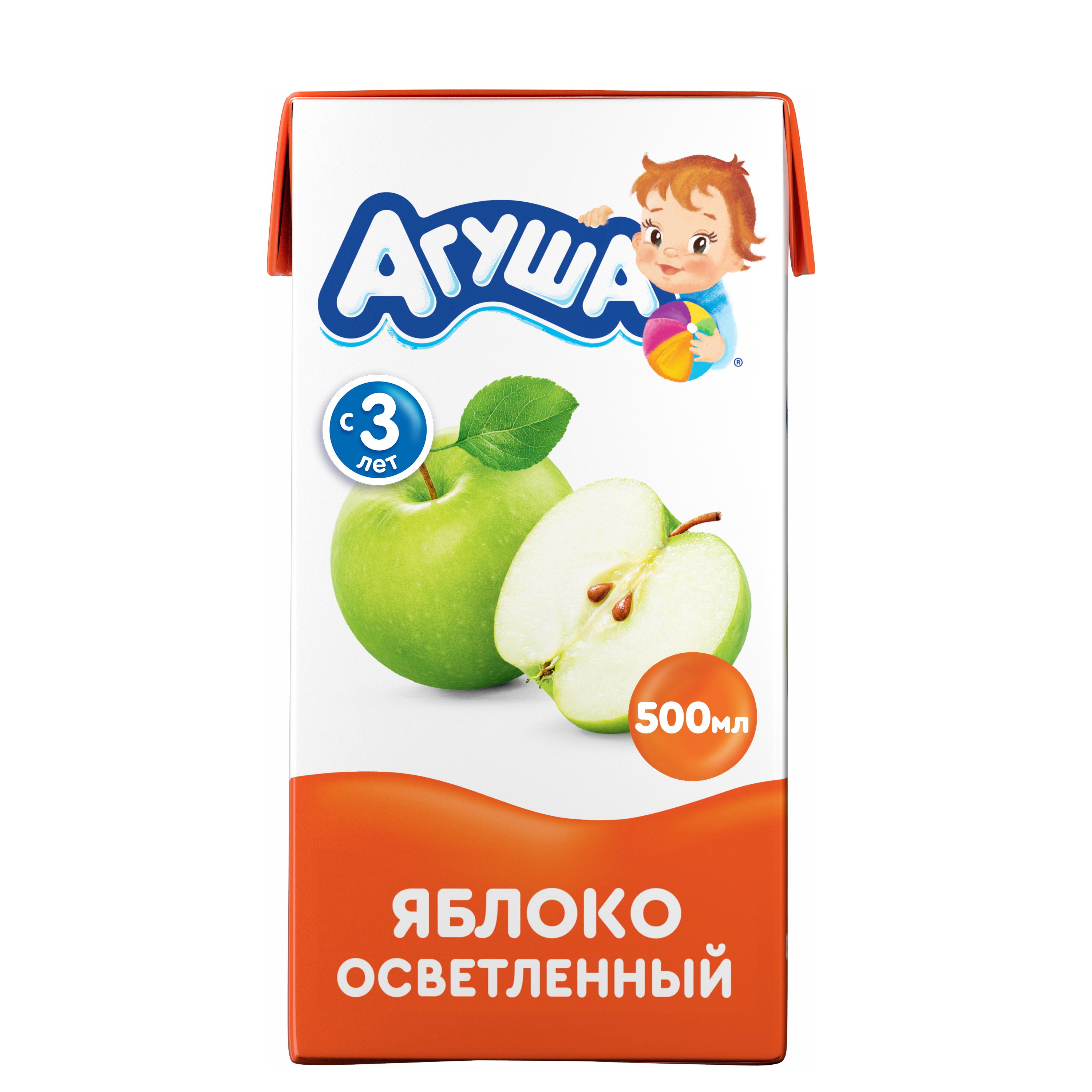 

Сок Агуша Яблоко осветленный, с 3 лет, 500 мл, Яблоко осветленное