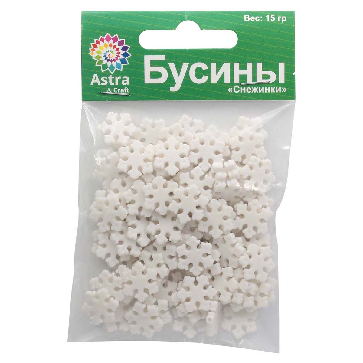 

Бусины Astra&Craft "Снежинки", 4770, белый, 14*2 мм, 15 г