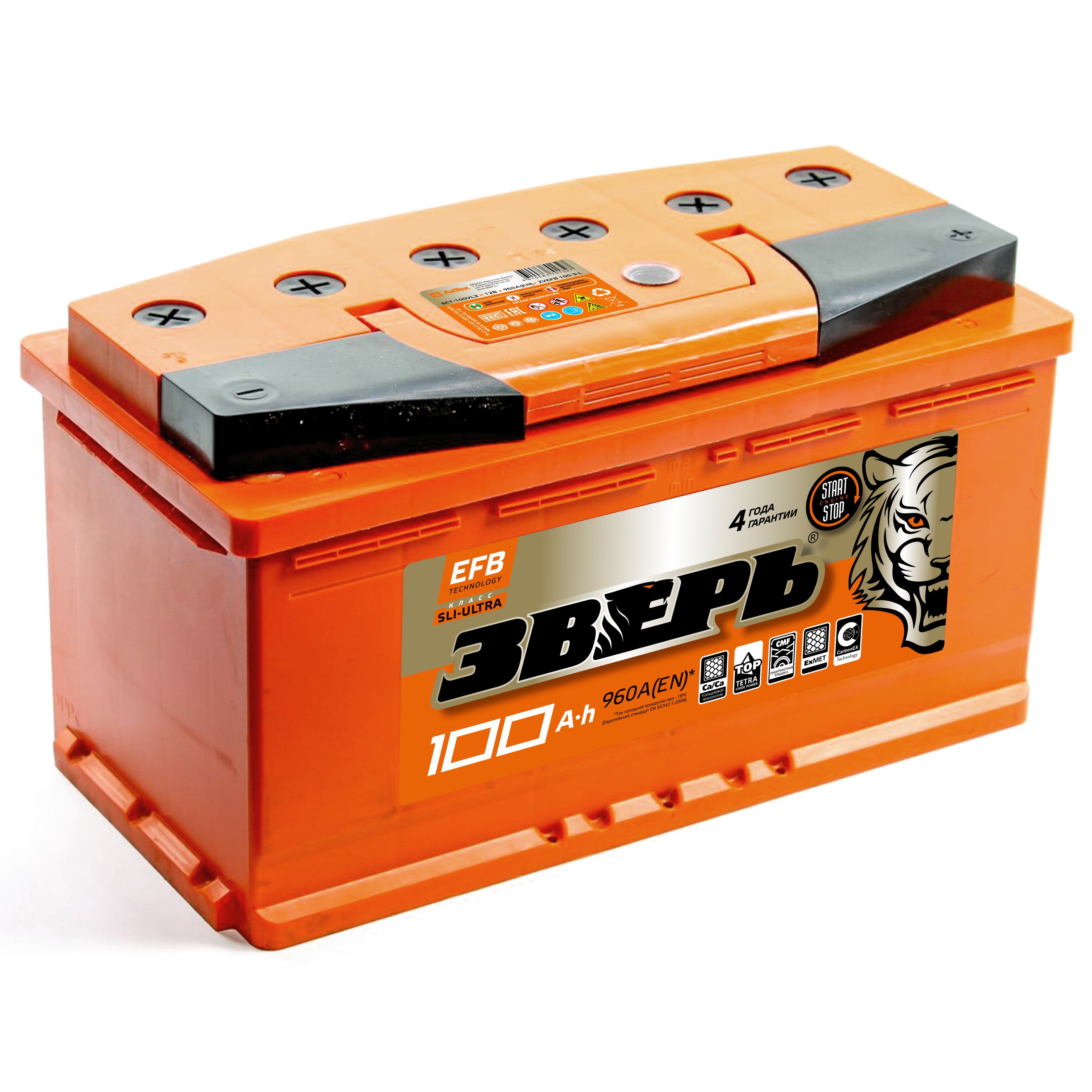 

Аккумулятор Зверь Efb 100 А/Ч Обратная R+ 352x175x190 En860 А ЗВЕРЬ арт. ZVEFB 100-3-R