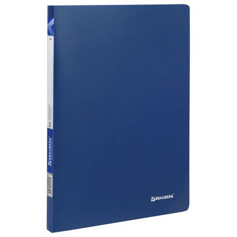 Папка файловая 60 вкладышей Brauberg Office (А4, пластик, 600мкм) синяя (222636), 4шт.