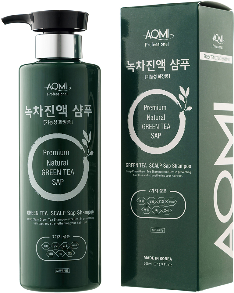 фото Шампунь с экстрактом листьев зеленого чая aomi, green tea leaf extract shampoo