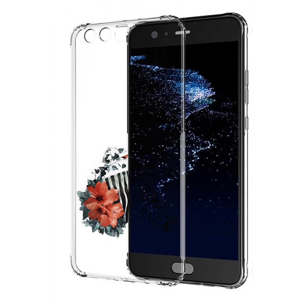 

Чехол бампер MyPads Зебра с цветами для Huawei P10 Plus противоу, Прозрачный, Tocco