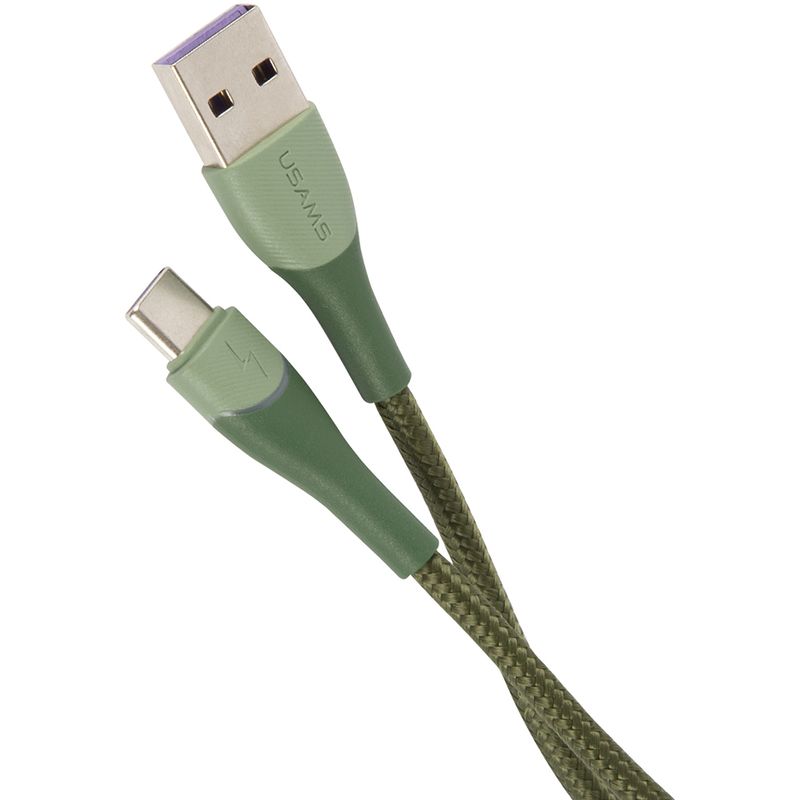 фото Кабель usams u77 usb to usb-c 1.2m с подсветкой green