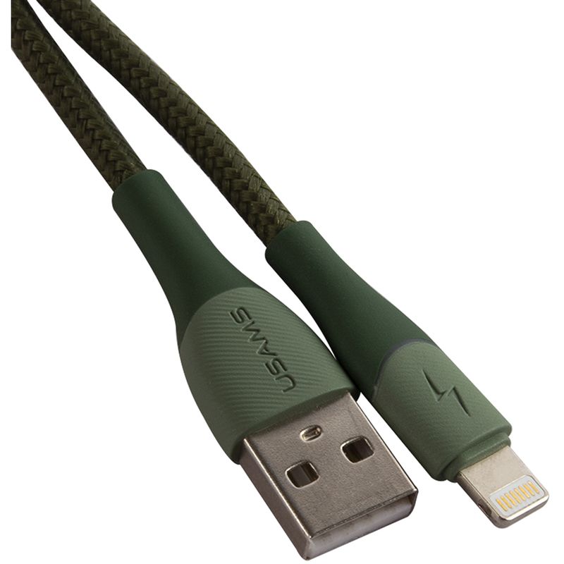 Кабель Usams U77 USB to Apple Lightning 1.2m с подсветкой Green