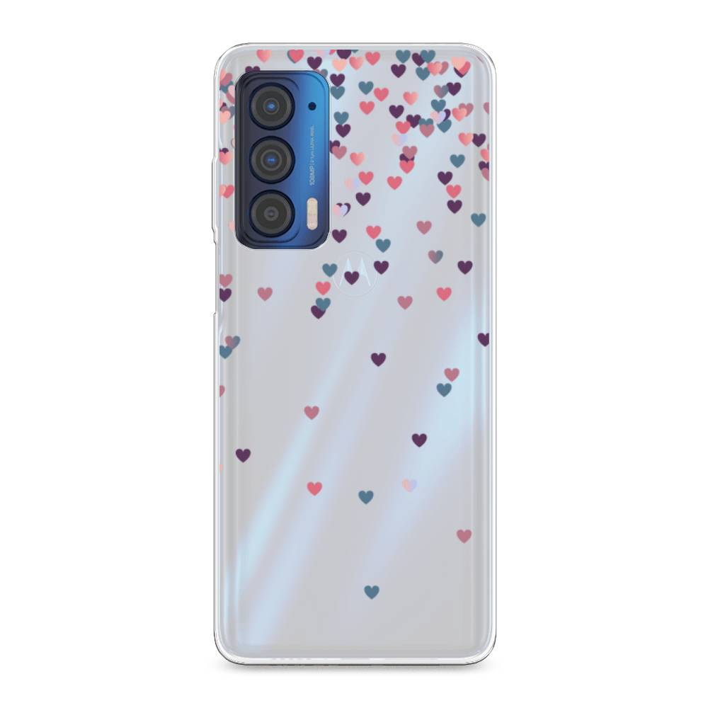 

Чехол на Motorola Edge (2021) "Посыпка сердечки", Розовый;фиолетовый, 242950-3