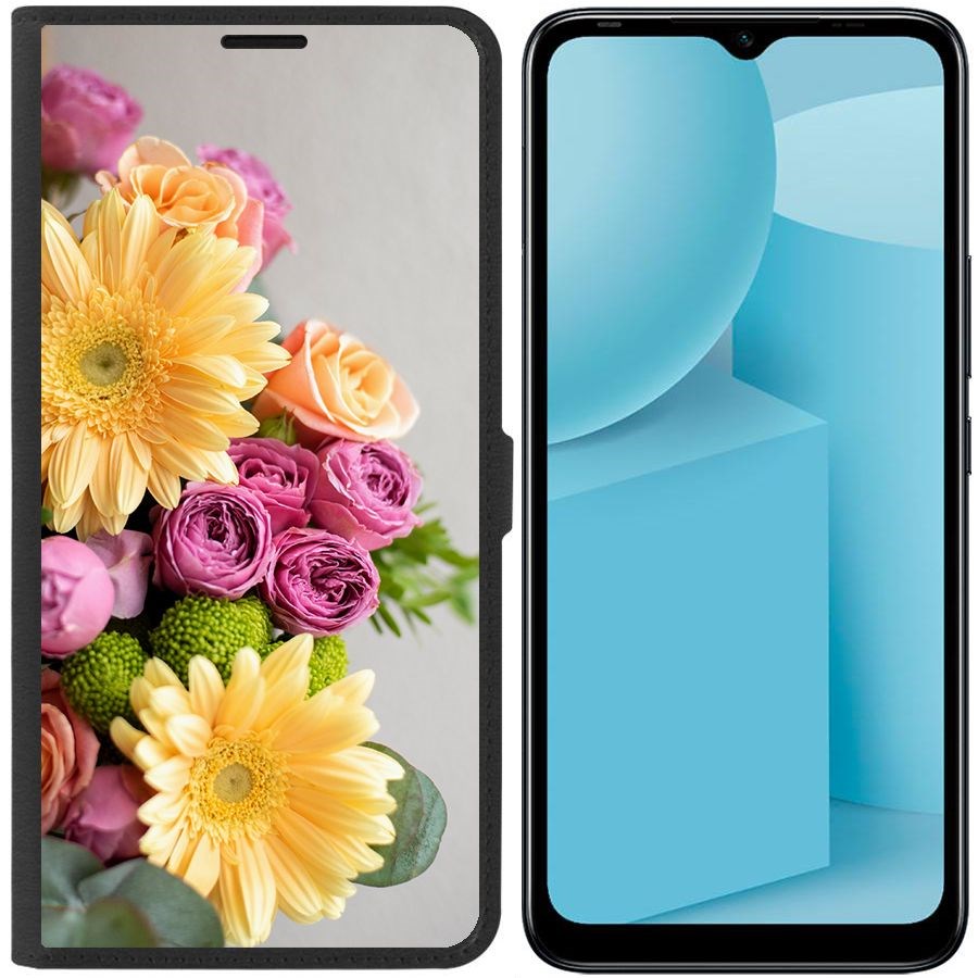 

Чехол-книжка Eco для Infinix Hot 12i Букет (черный)