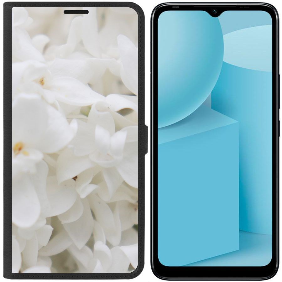 

Чехол-книжка Eco для Infinix Hot 12i Белые лилии (черный)