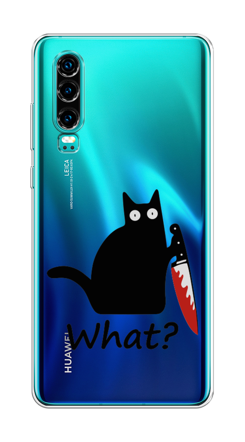 

Чехол на Huawei P30 "Котик с ножом", Черный;красный, 68550-6