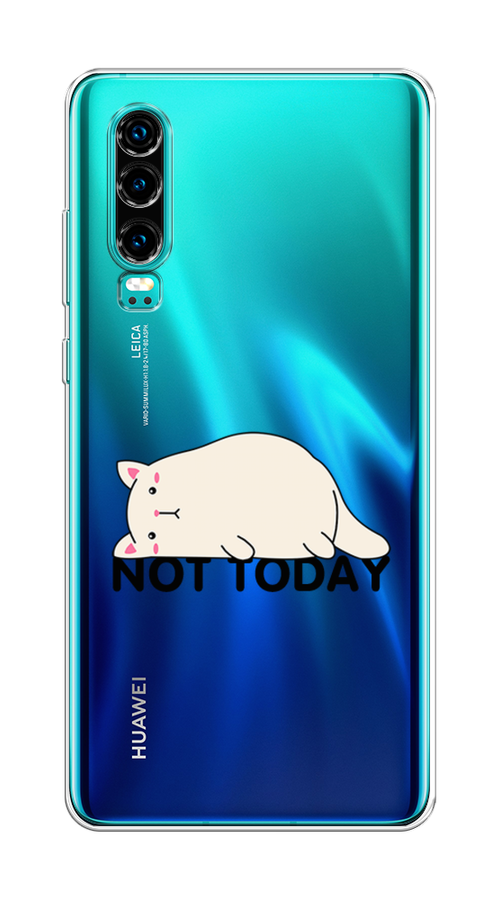 

Чехол на Huawei P30 "Cat not today", Белый;розовый;черный, 68550-1