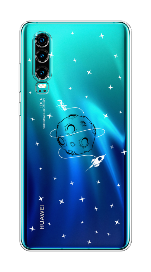 

Чехол на Huawei P30 "Полет вокруг луны", Белый;серый;черный, 68550-2