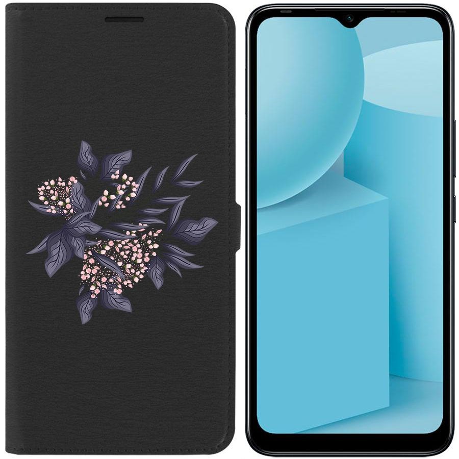 

Чехол-книжка Eco для Infinix Hot 12i Розовые бутоны (черный)