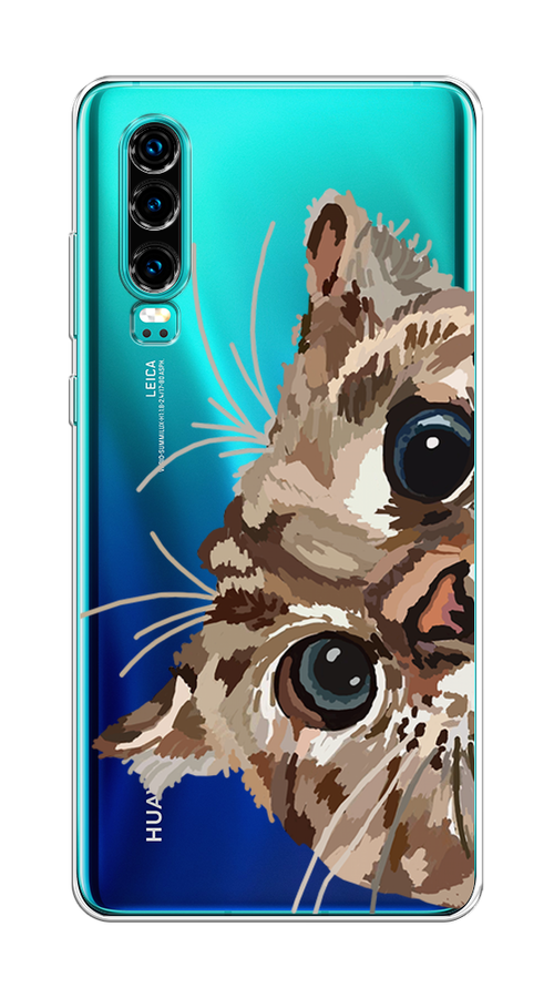 

Чехол на Huawei P30 "Любопытный кот", Коричневый;синий;черный, 68550-1