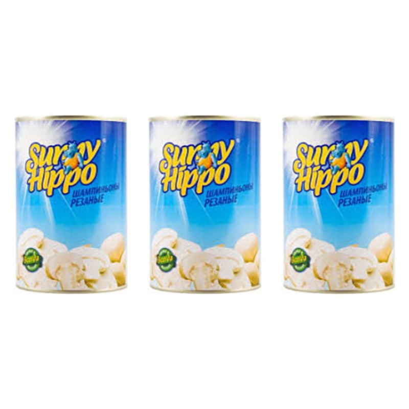 

Шампиньоны Sunny Hippo Резаные, 850 мл х 3 шт, Резаные