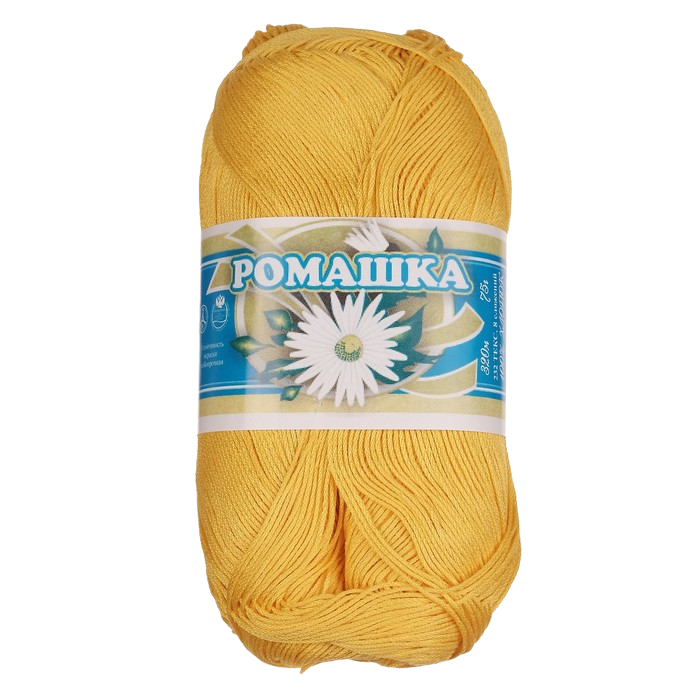 

Нитки вязальные Ромашка 320м/75гр 100% мерсеризованный хлопок цвет 0301