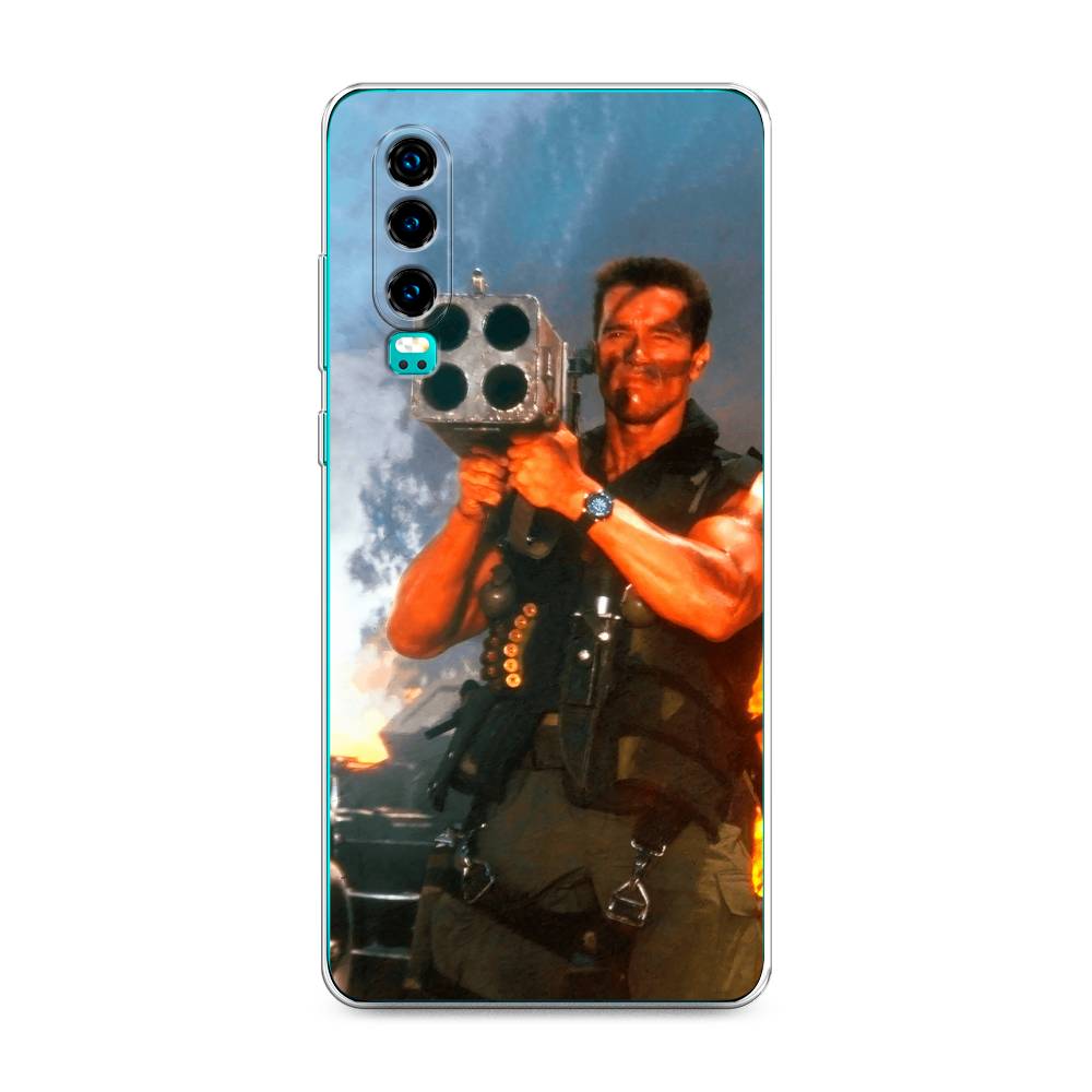 

Чехол на Huawei P30 "Арнольд Шварцнеггер с базукой", Голубой;коричневый, 68550-6