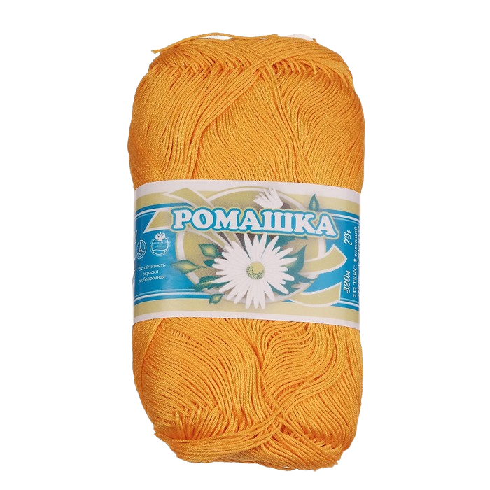 

Нитки вязальные Ромашка 320м/75гр 100% мерсеризованный хлопок цвет 0510