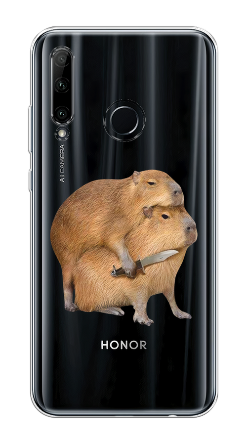 

Чехол на Honor 10i/20 Lite 2019/20e/Huawei P Smart Plus 2019 "Капибара с ножом", Бежевый, 68850-1