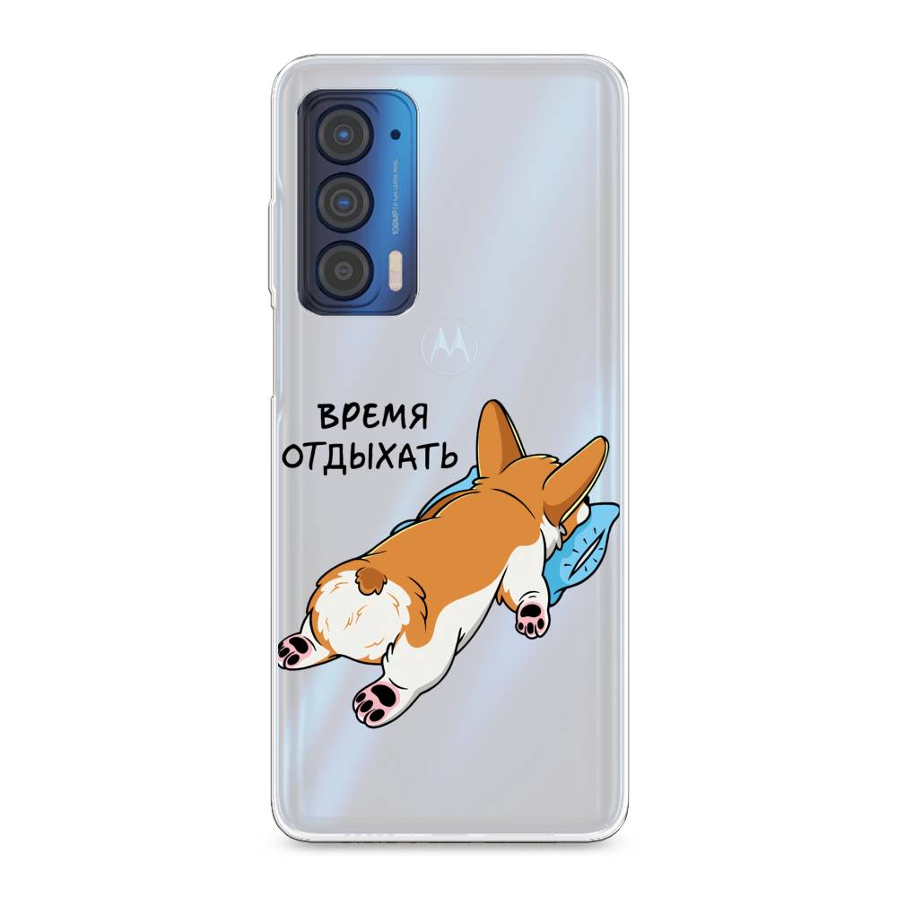 

Чехол на Motorola Edge (2021) "Корги отдыхает", Черный;коричневый;голубой, 242950-1