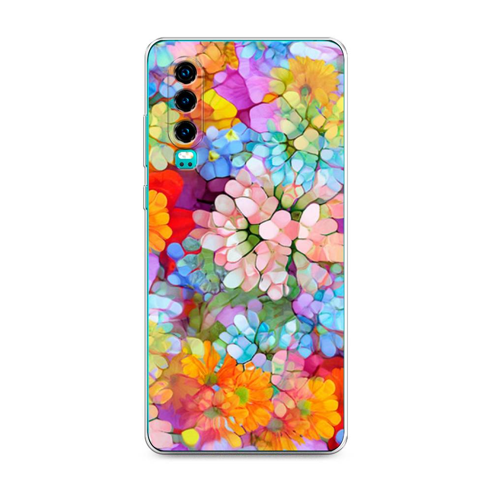 

Чехол на Huawei P30 "Цветы витраж", Оранжевый;розовый;голубой, 68550-3