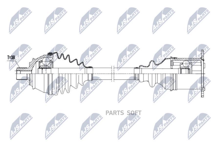 

NPWAU021_Полуось Audi A6 2.0TDI,2.0TFSI,2.0FSI,3.2FSI 04-11 АКПП передняя правая