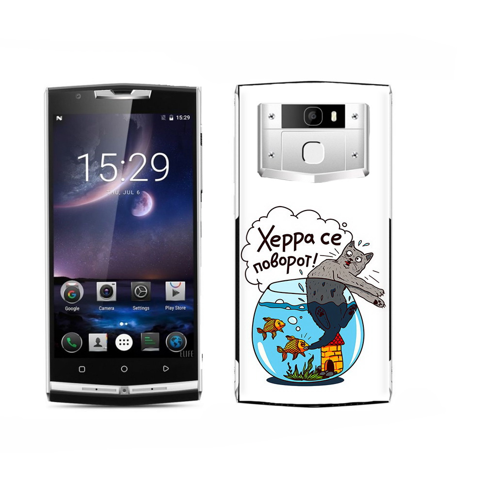 

Чехол MyPads Tocco для Oukitel K15 Plus Рыбы с котом, Прозрачный, Tocco