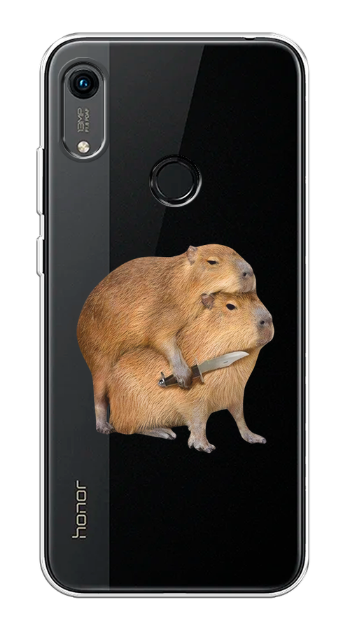 

Чехол на Huawei Y6 2019/Y6s/Honor 8A "Капибара с ножом", Бежевый, 68650-1