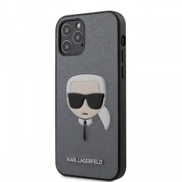 фото Чехол karl lagerfeld pu saffiano karl's head для iphone 12/12 pro (silver)