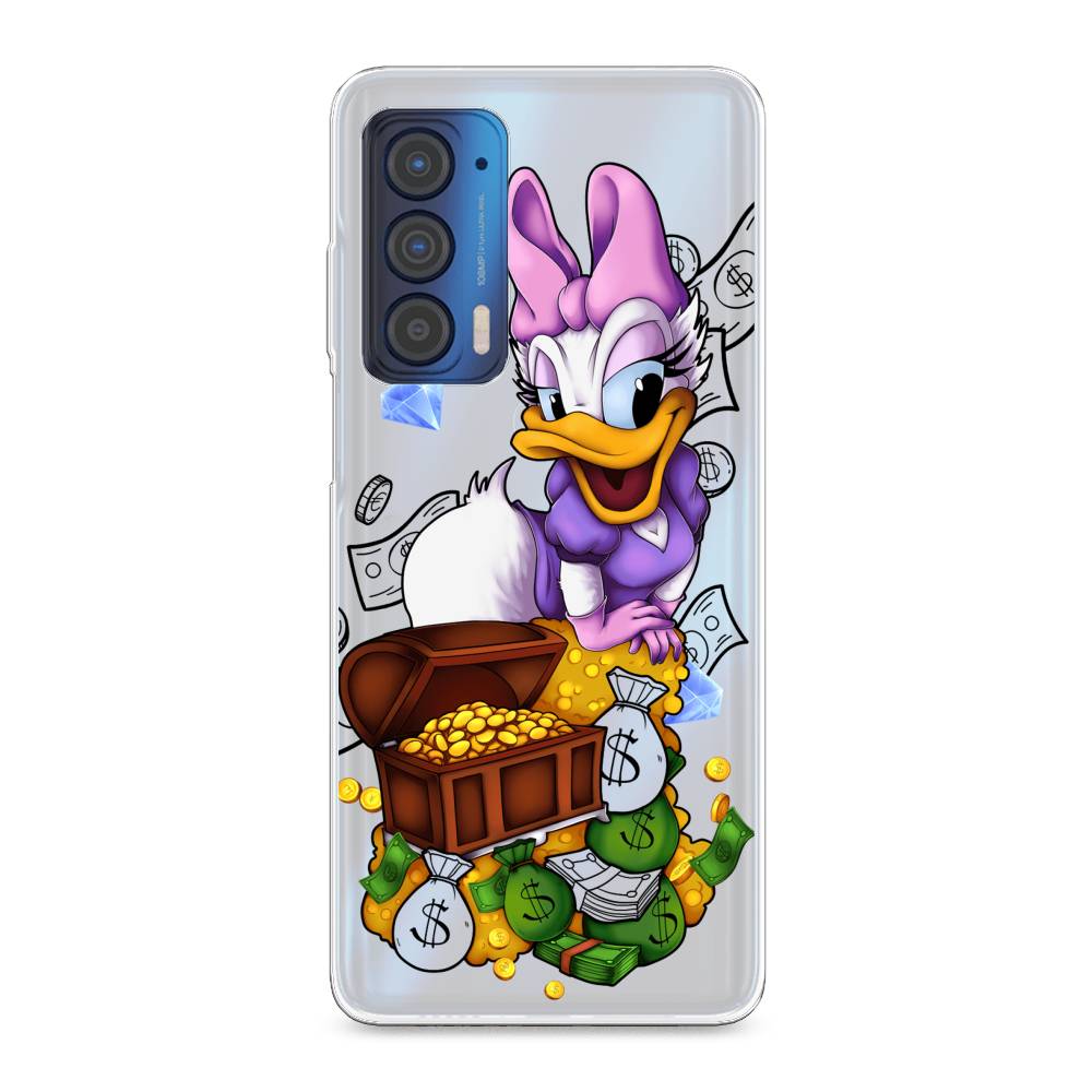 

Чехол на Motorola Edge (2021) "Rich Daisy Duck", Коричневый;белый;фиолетовый, 242950-6