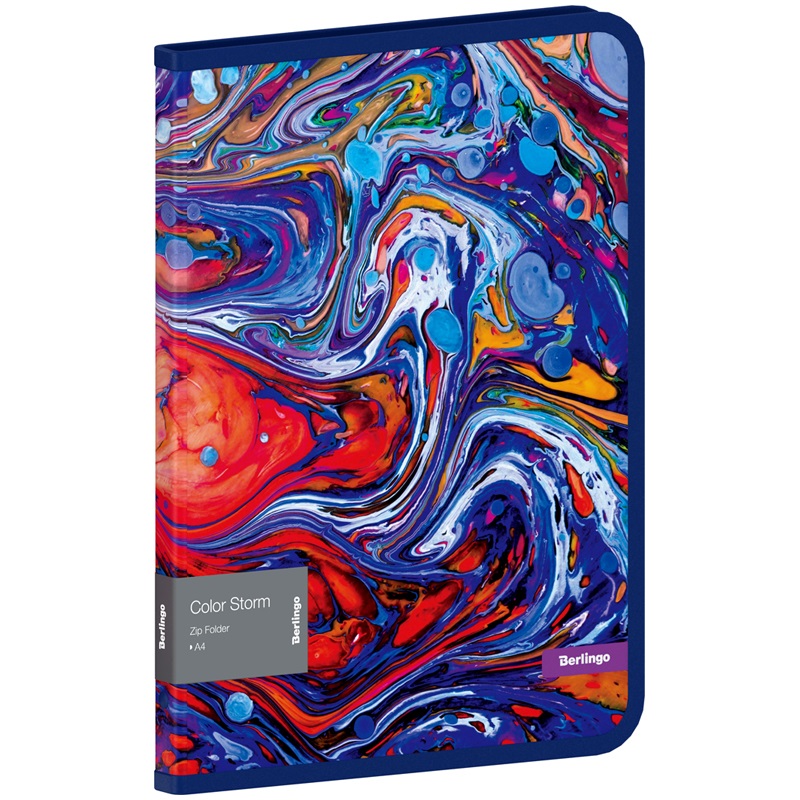 

Папка на молнии пластиковая А4 Berlingo Color Storm 600мкм с рисунком 24шт, Синий