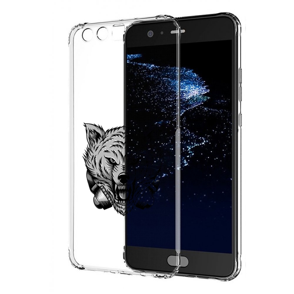 

Чехол бампер MyPads Волк-в-наушниках мужской для Huawei P10 Plus, Прозрачный, Tocco
