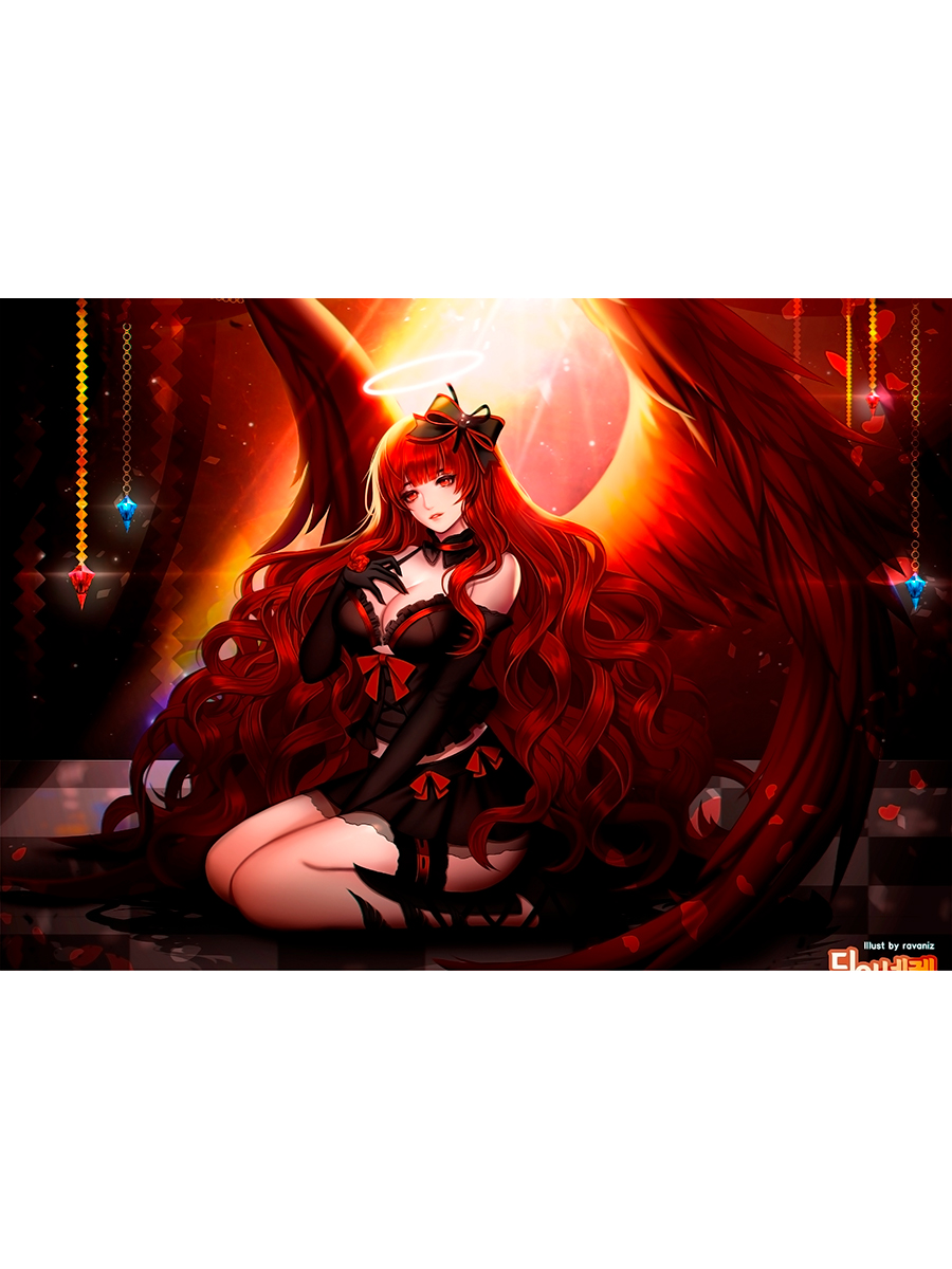 

Постер DRABS А2 аниме демоны девушка на коленях копна волос