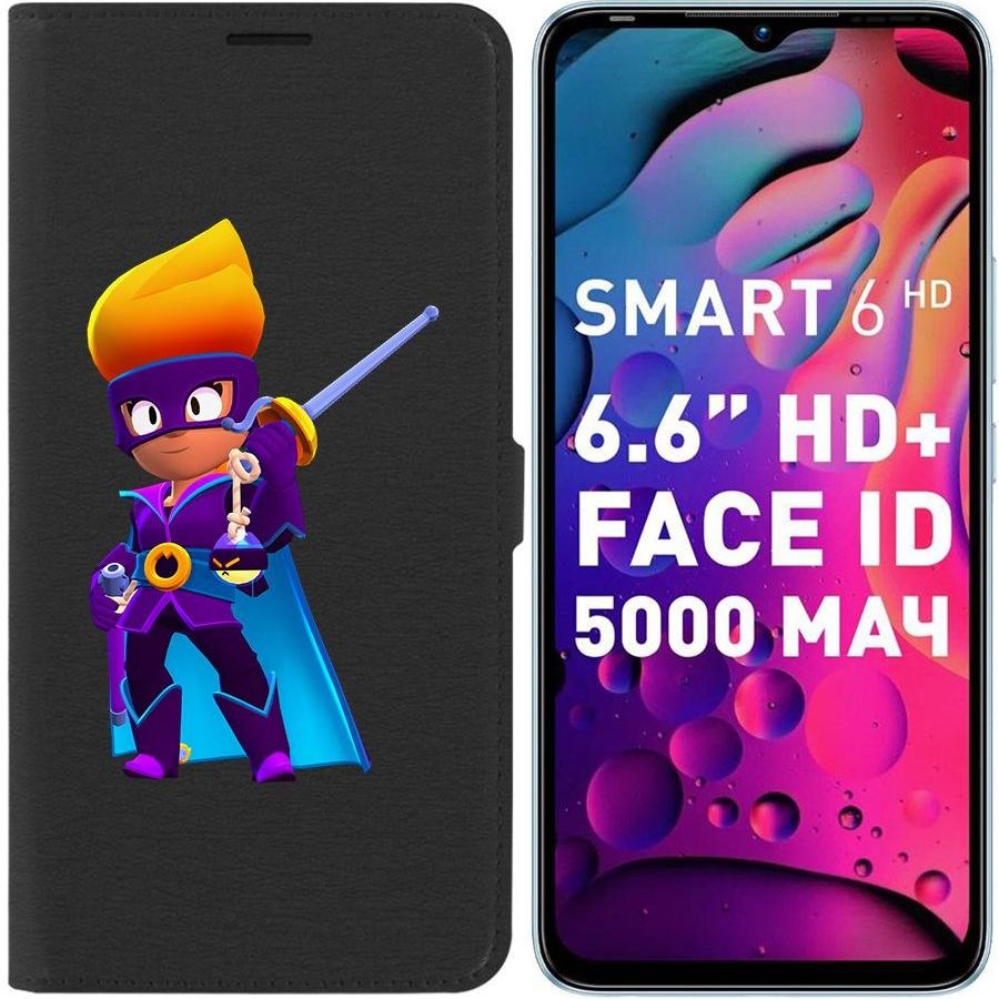 

Чехол-книжка Eco для Infinix Smart 6 Brawl Stars-Амбер де Ла Вега (черный)
