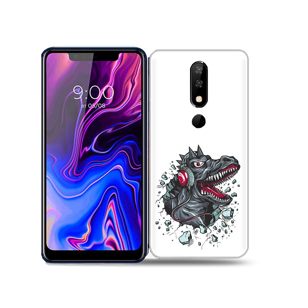 

Чехол MyPads Tocco для BQ 5732L Нарисованный динозавр в наушниках, Прозрачный, Tocco
