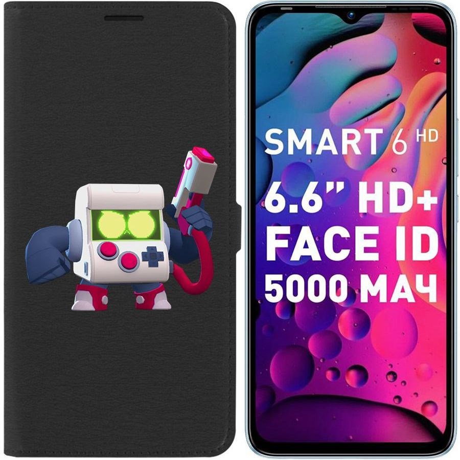 

Чехол-книжка Eco для Infinix Smart 6 Brawl Stars-8-БИТ классический (черный)