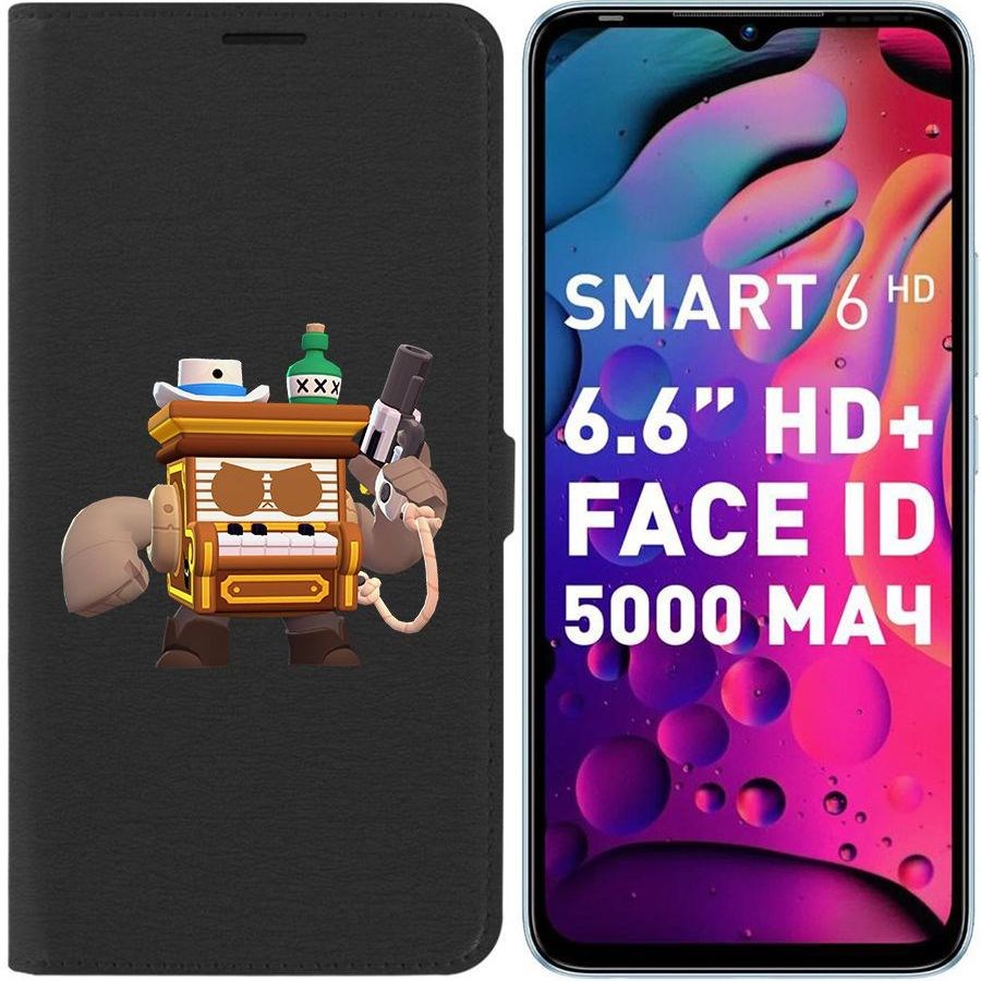 

Чехол-книжка Eco для Infinix Smart 6 Brawl Stars-8-БИТ из салуна (черный)