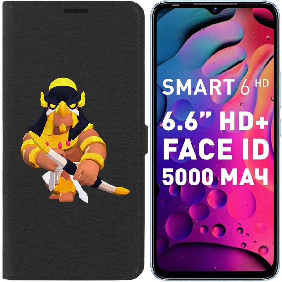 

Чехол-книжка Eco для Infinix Smart 6 Brawl Stars-Бо Хорус (черный)