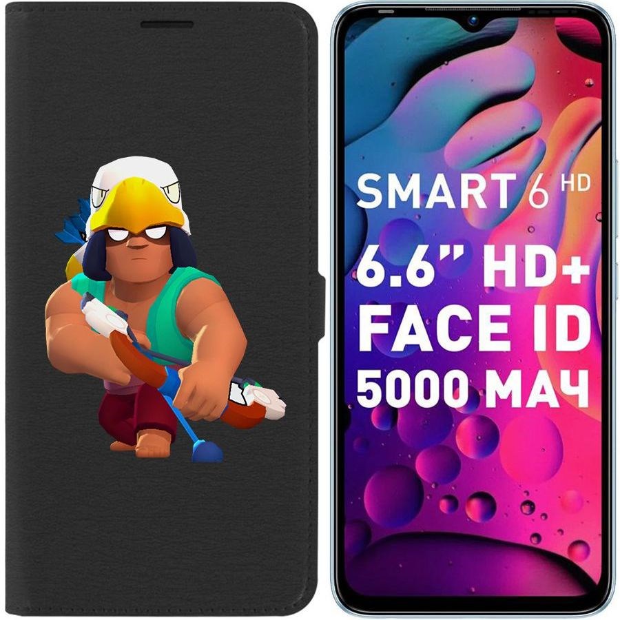 

Чехол-книжка Eco для Infinix Smart 6 Brawl Stars-Бо (черный)