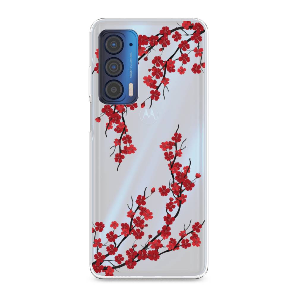

Чехол на Motorola Edge (2021) "Красная сакура", Красный;черный, 242950-2
