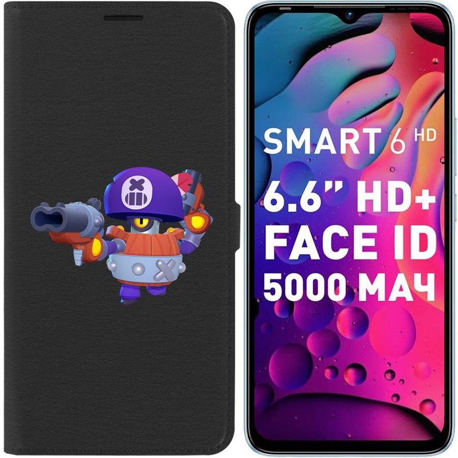 

Чехол-книжка Eco для Infinix Smart 6 Brawl Stars-Дэррил (черный)